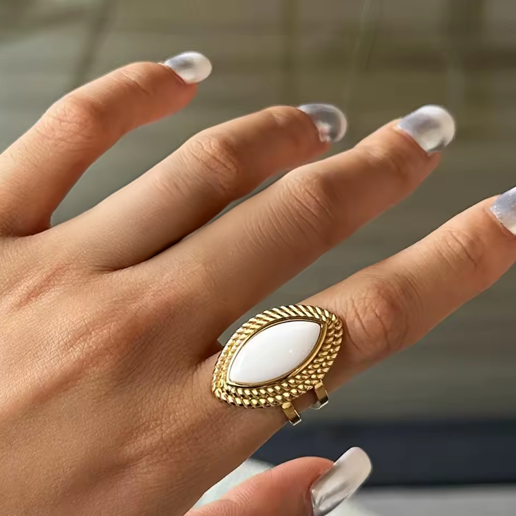 Ora White Stone Statement Ring for Women