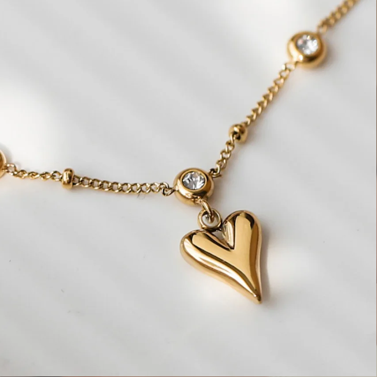 Gia Gold Heart Charm Anklet for Women