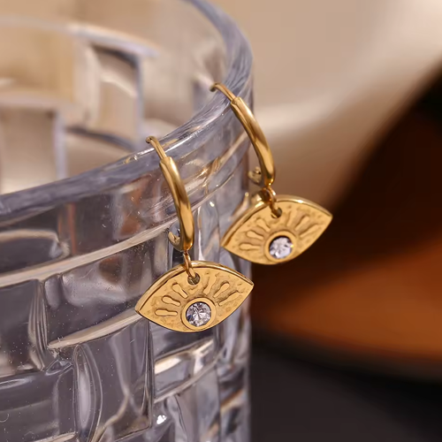 Leona Gold Eye Charm Earrings