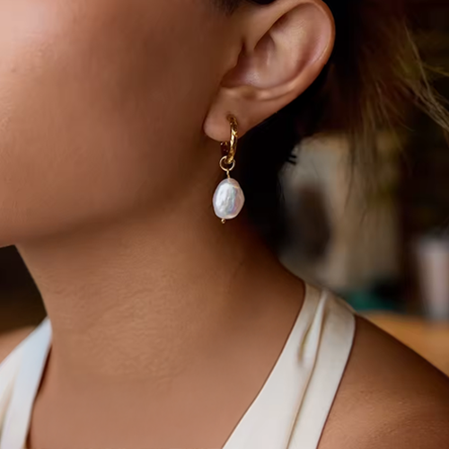 Talia Gold Pearl Drop Earrings for Women