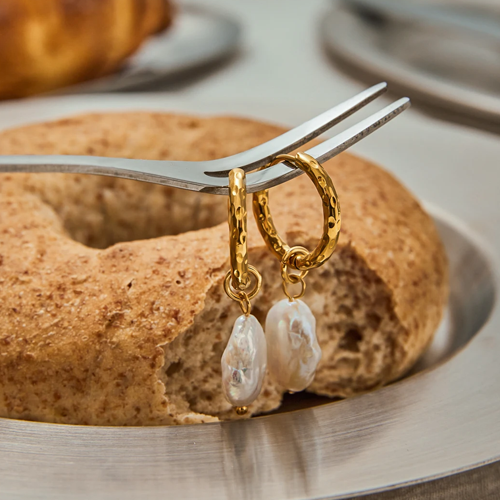 Talia Gold Pearl Drop Earrings for Women