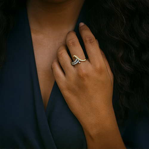 Aarohi Dual Tone CZ Ring for Women