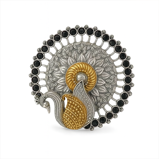 Devika Peacock Oxidised Ring for Women
