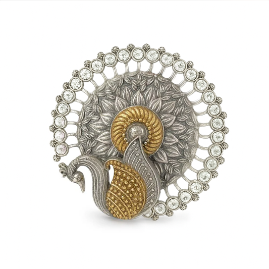 Devika Peacock Oxidised Ring for Women