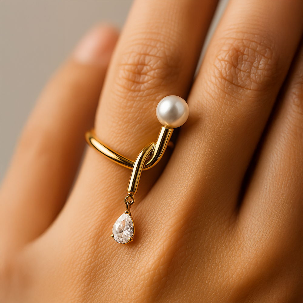 Mist Pearl Twist Ring