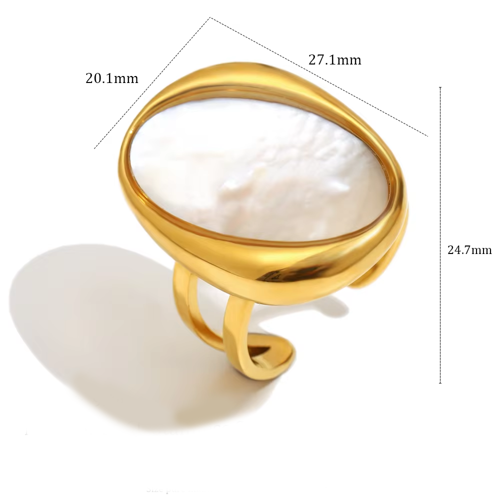 Hallo Gold Oval Mother of Pearl Earrings