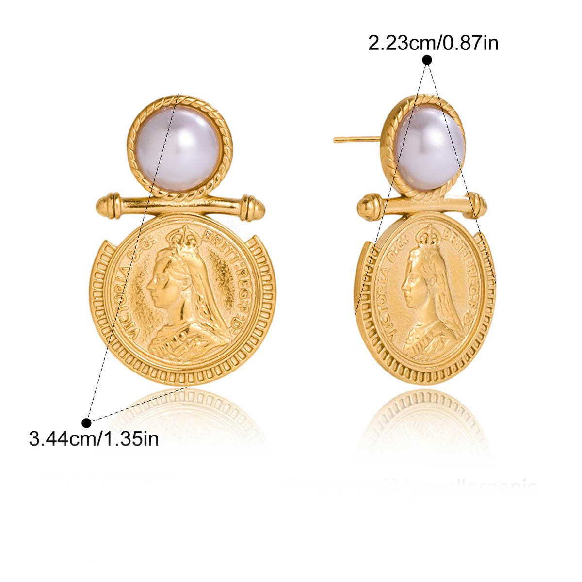 Athena Pearl Coin Earrings