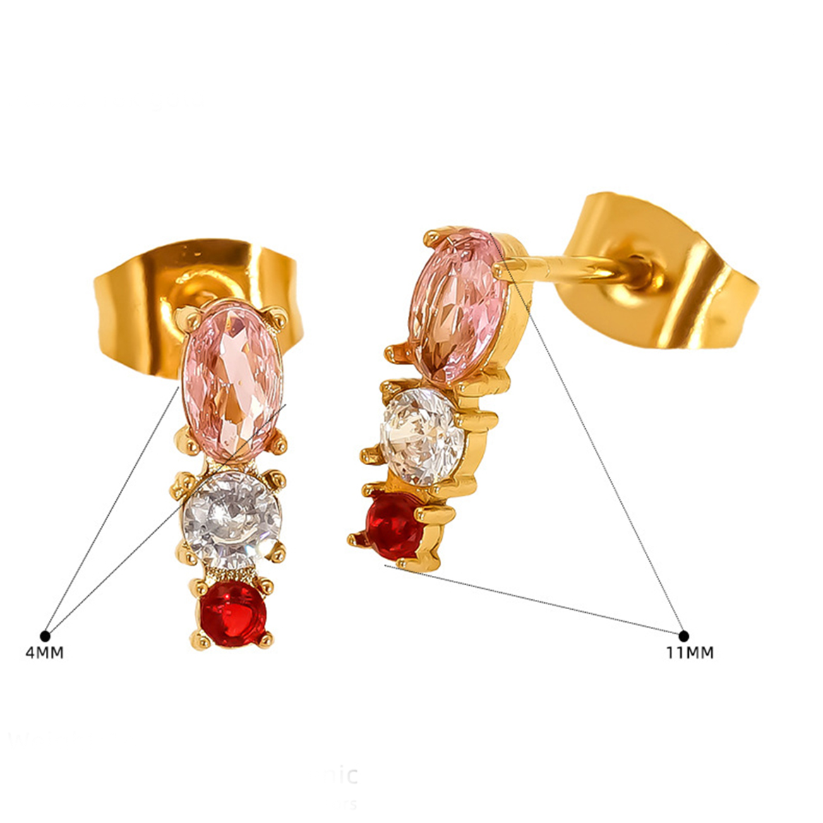 Zyra Petite Crystal Earring Set – Pack of 4 Gold-Tone Studs
