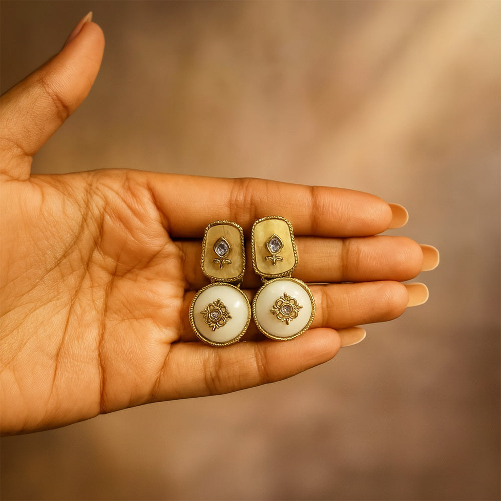 Myra Traditional Gold Kundan Earrings for Women