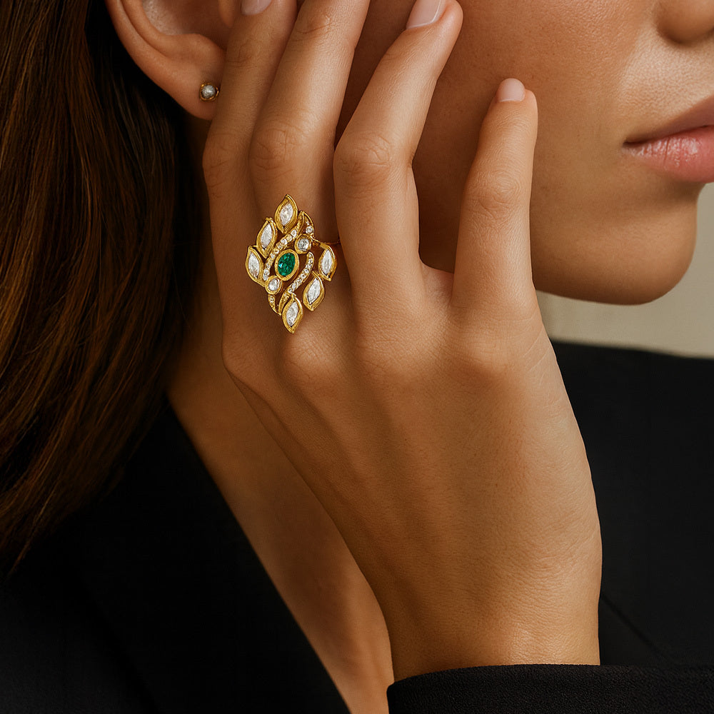 Anvi Traditional Kundan Statement Ring for Women
