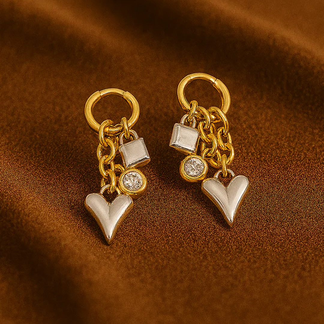 Lock & Heart Mixed Charm Danglers