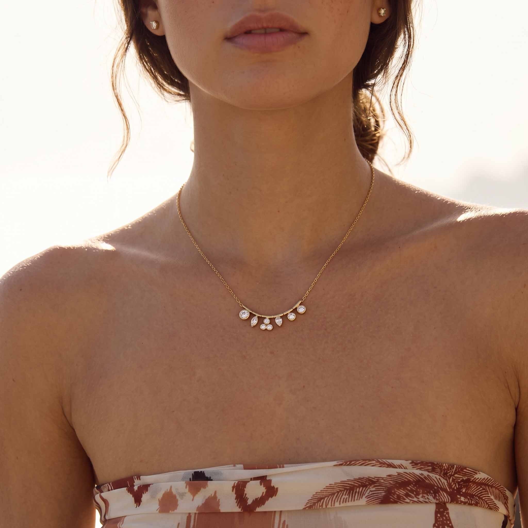 Lunessa Crystal Arc Necklace For Women
