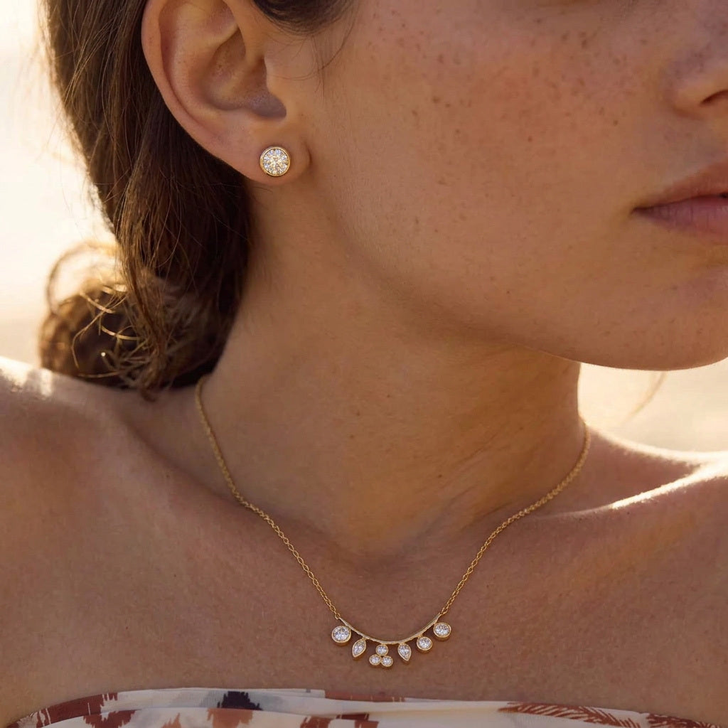 Lunessa Crystal Arc Necklace For Women