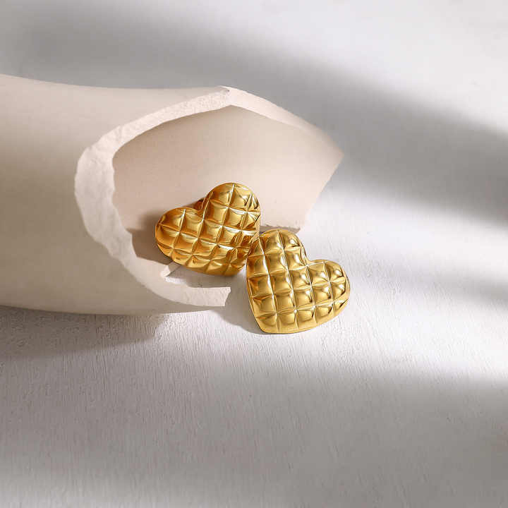 Nova Gold Heart Statement Earrings - Amalfa