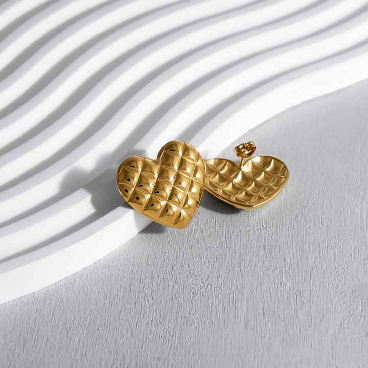 Nova Gold Heart Statement Earrings - Amalfa