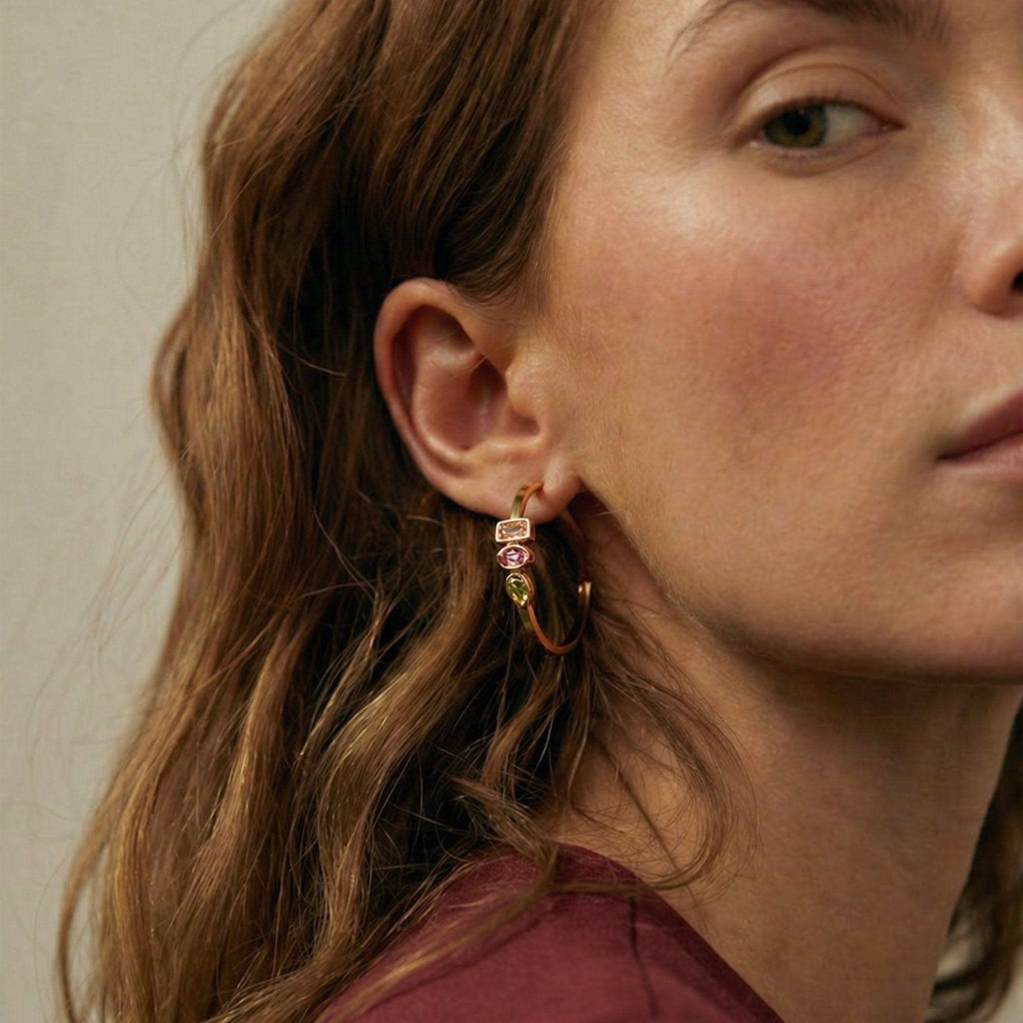 Nara Multi Gem Hoop Earrings For Women