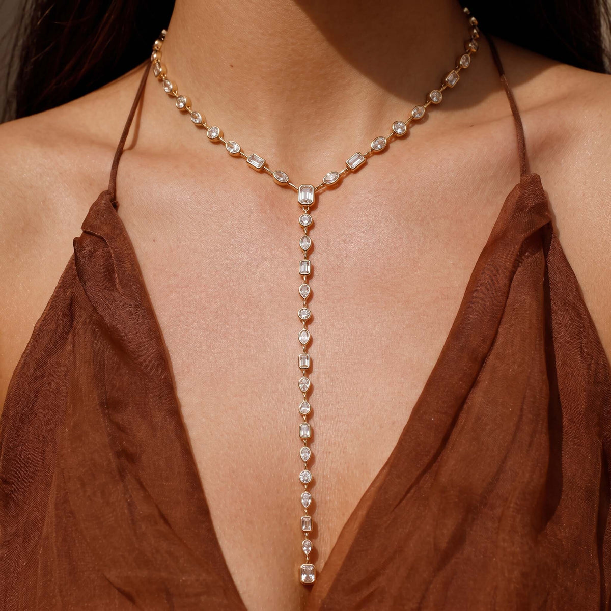Cascade Lariat Two-in-One Necklace and Bracelet