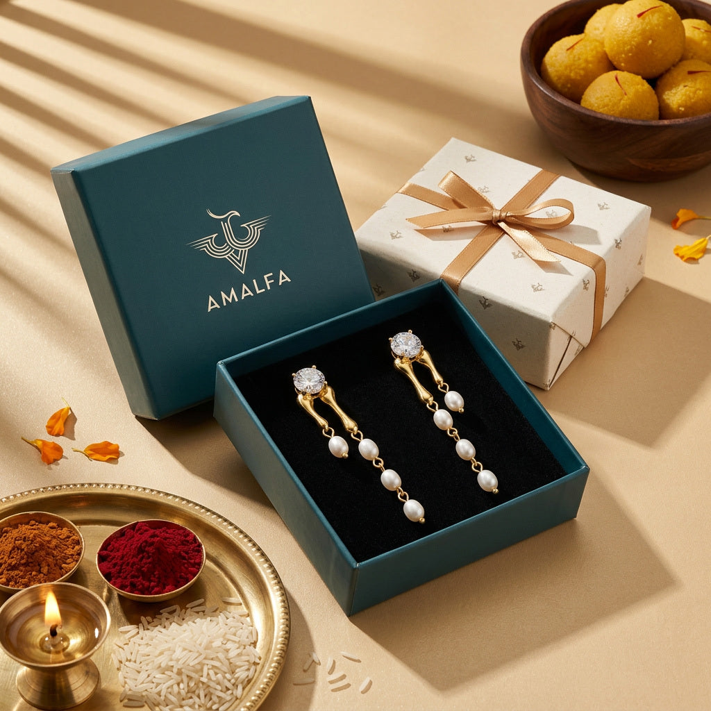 Noor Luxe Pearl Drop Earrings For Women
