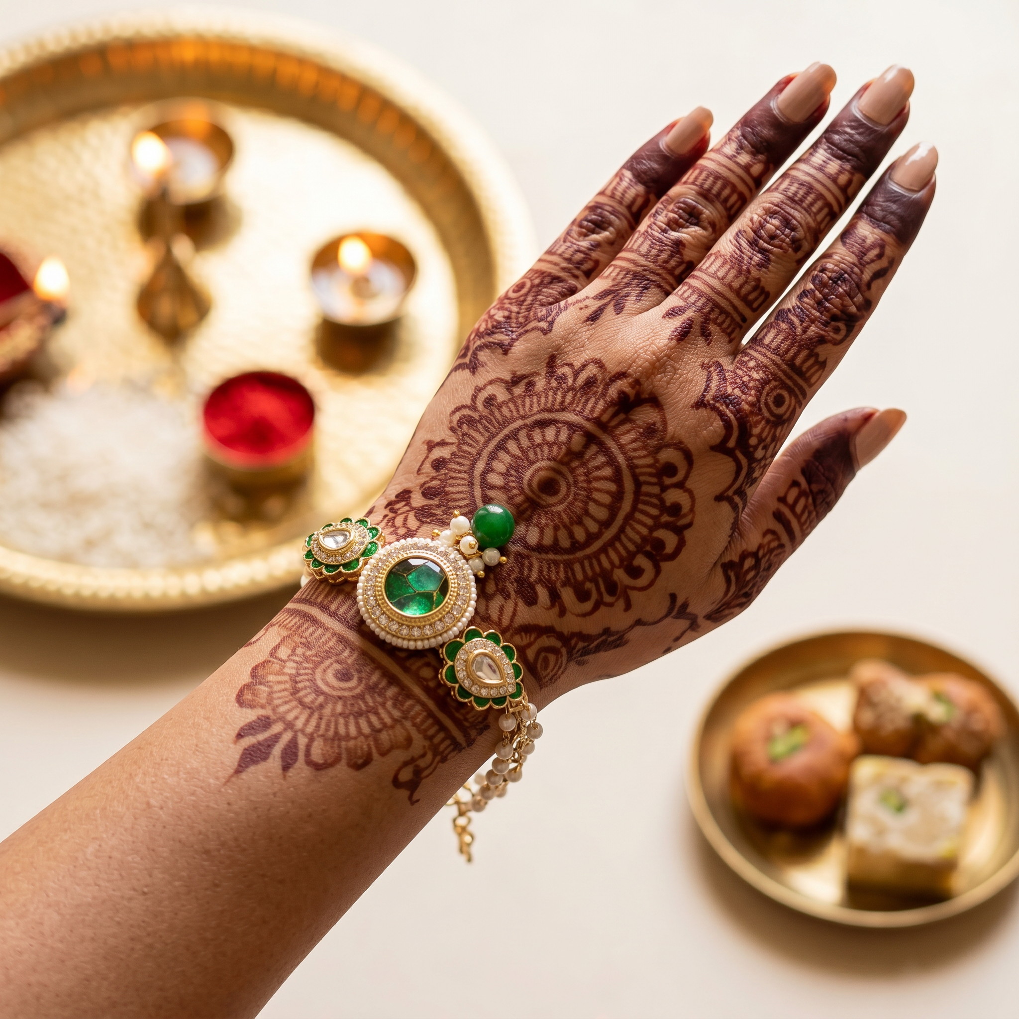 Rangrez Pearl Rakhi Bracelet Set
