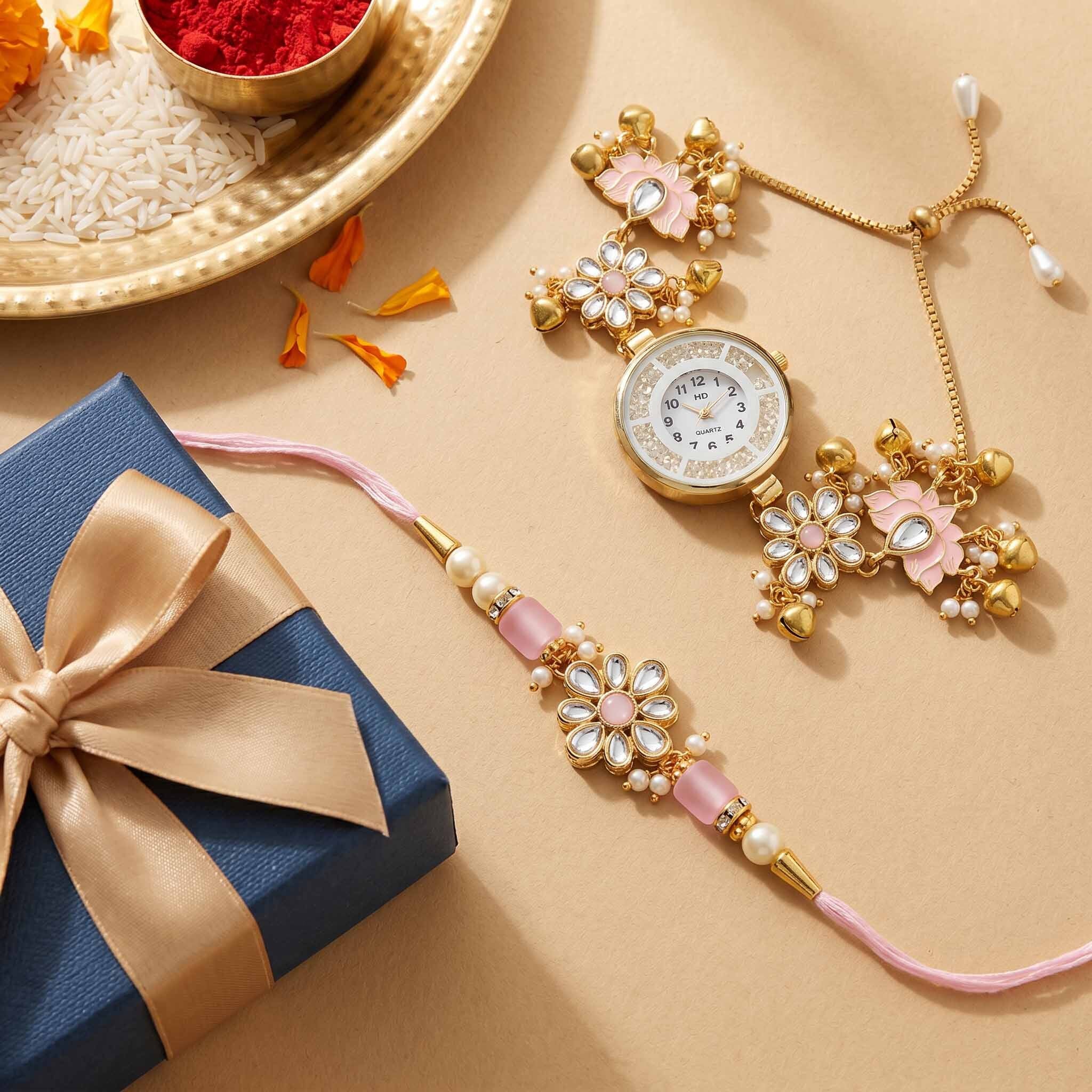 Gulmohar Rakhi Watch Set