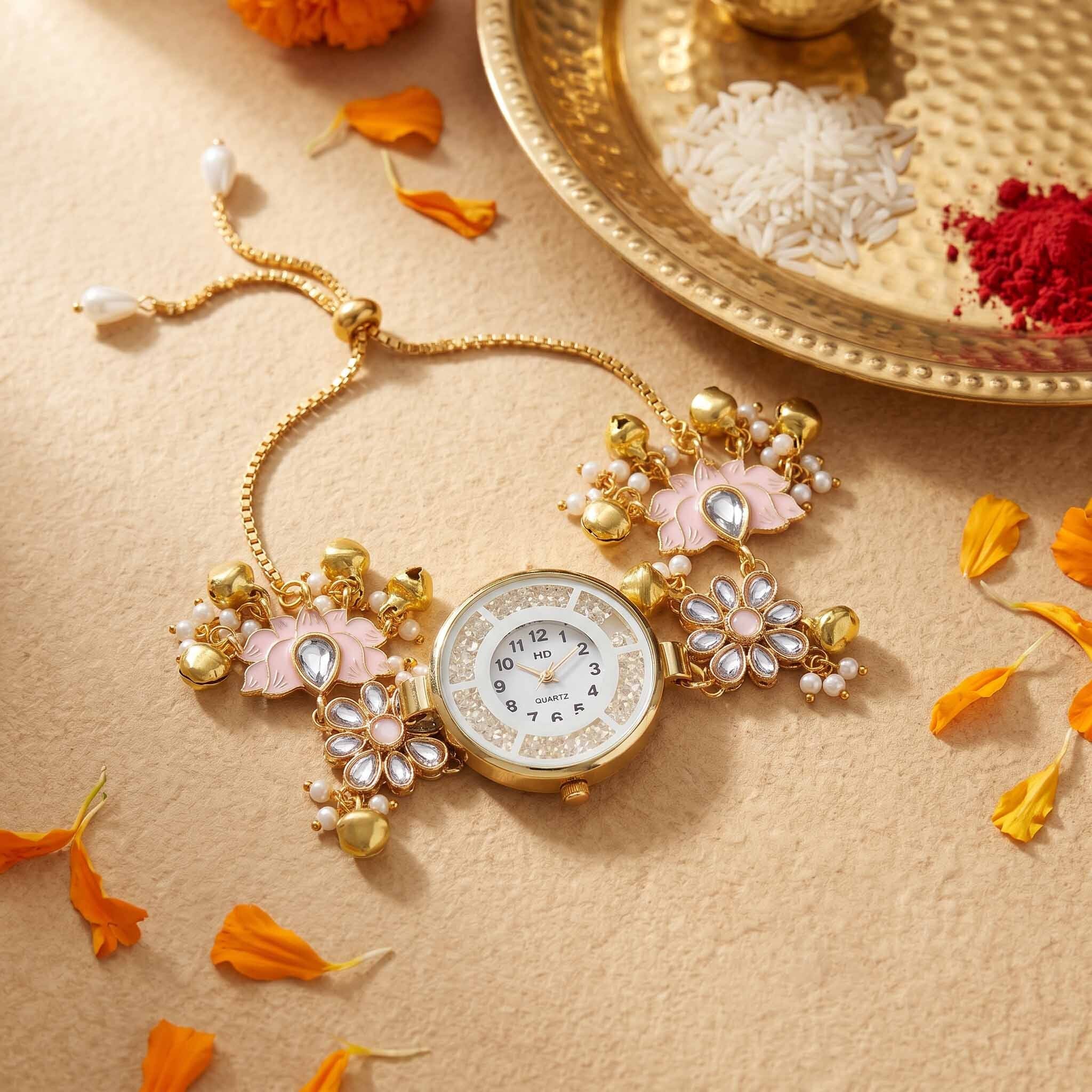 Gulmohar Rakhi Watch Set