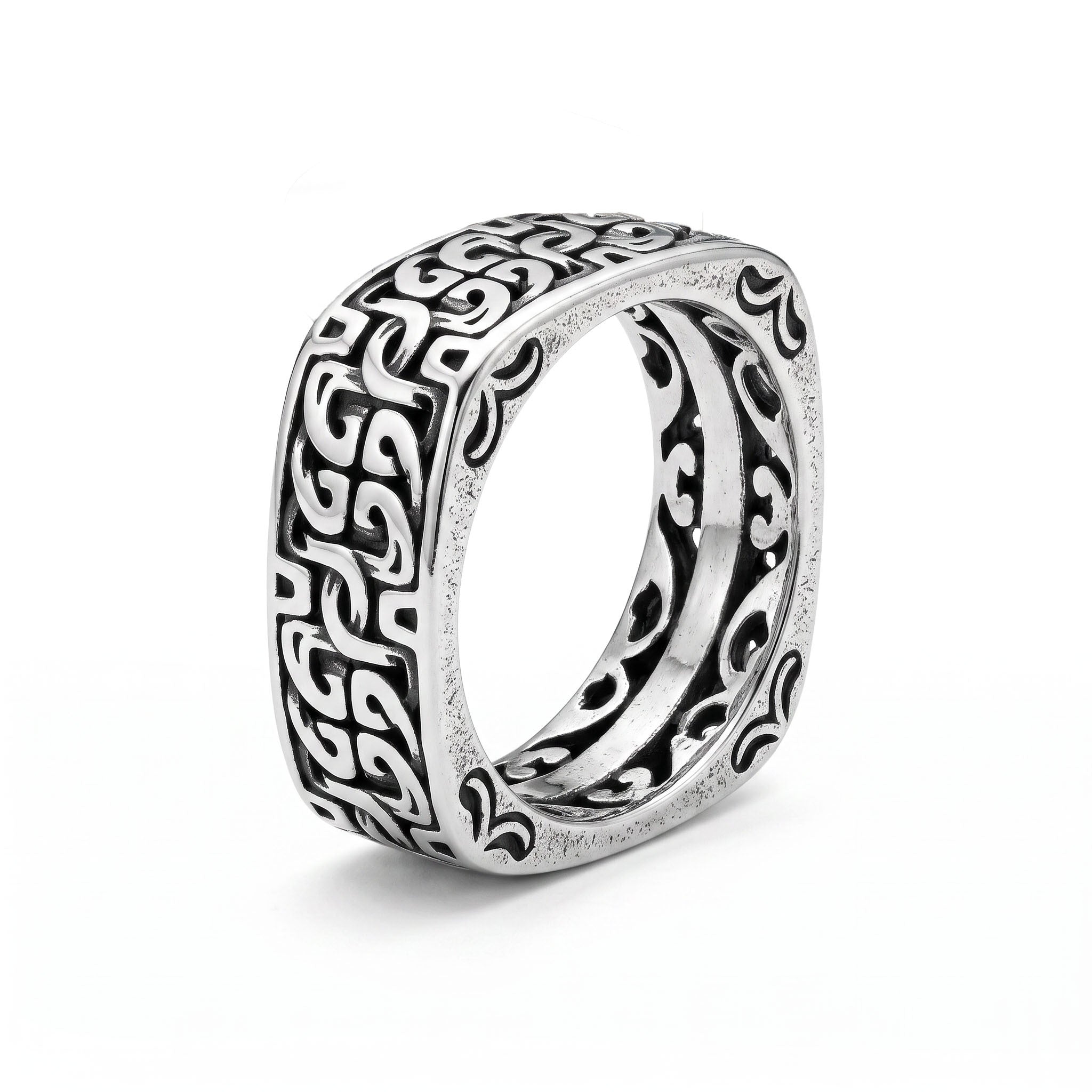Arvik Engraved Men's Square Ring