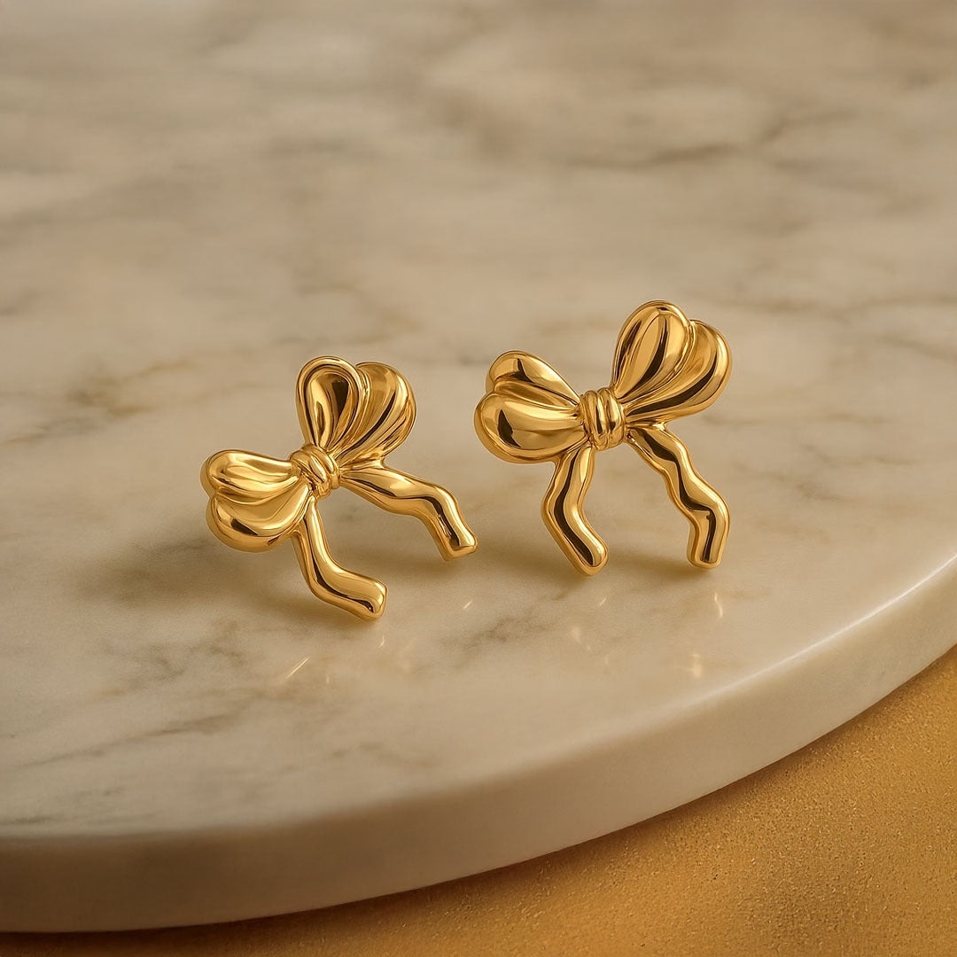 Ribbon Loop Bow Stud Earrings