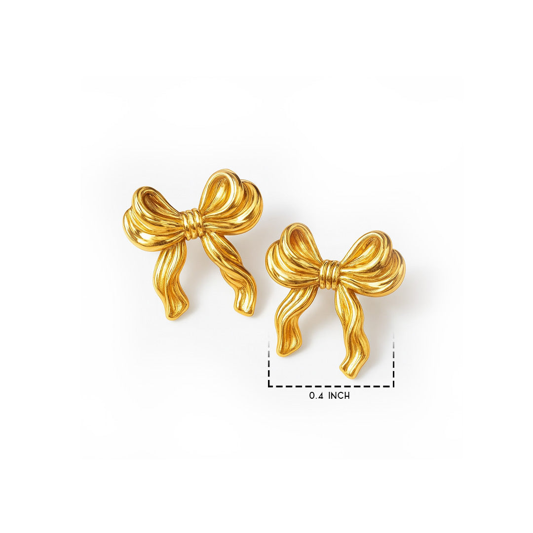 Ribbon Loop Bow Stud Earrings