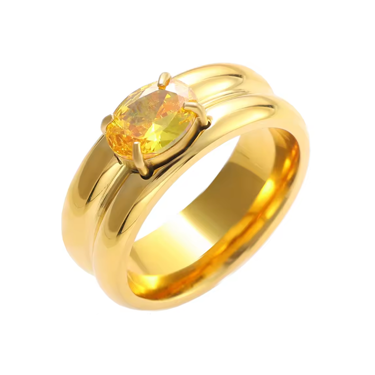 Sola Gold Yellow Stone Ring for Women - Amalfa