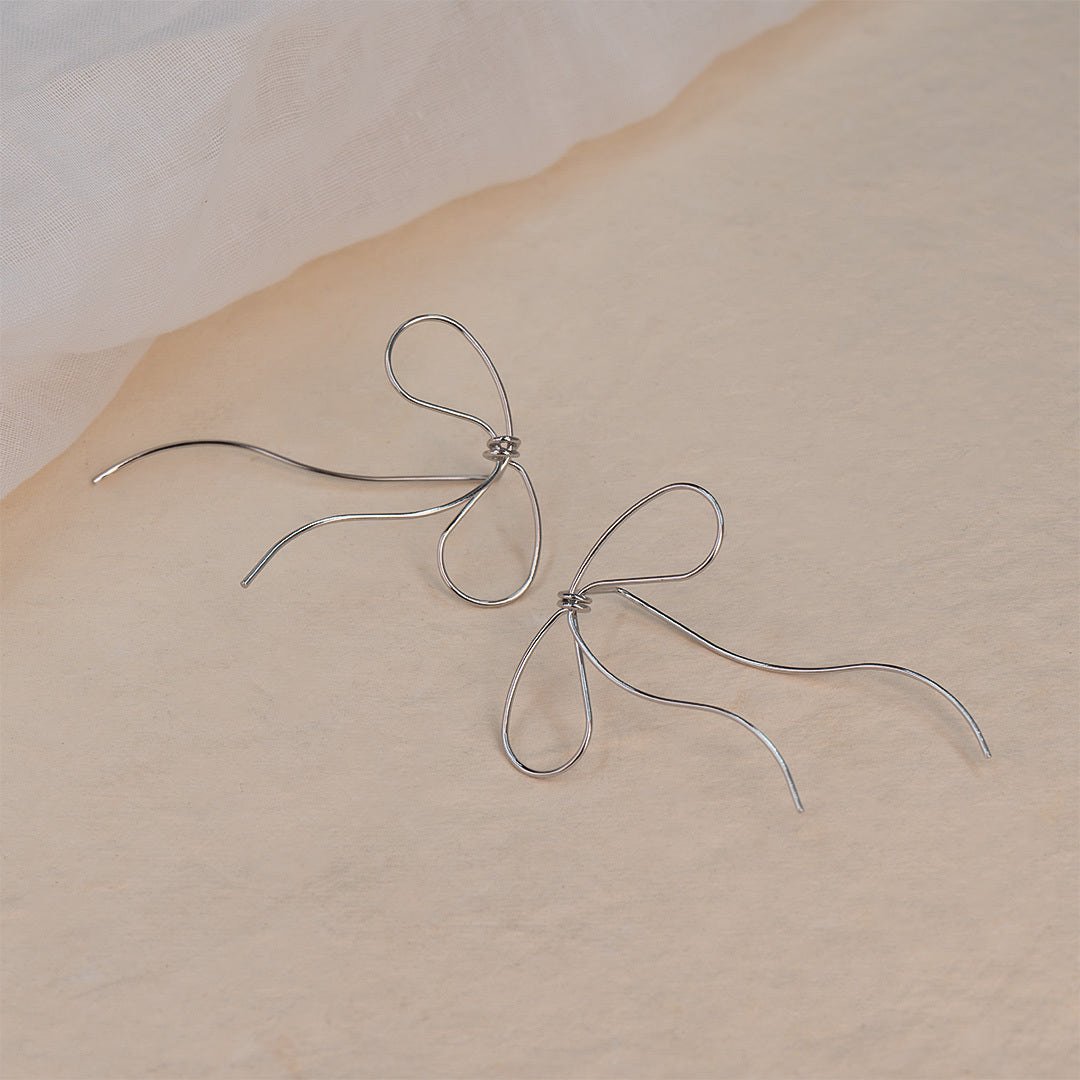 Lyra's Graceful Bow Wire Earrings - Amalfa