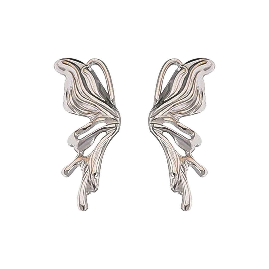Silver Flow Winged Statement Earrings for women