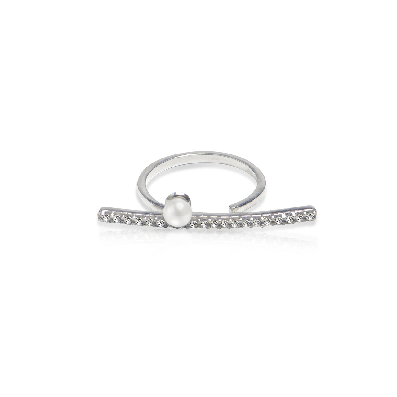 Remi Pearl Bar 925 Sterling Silver Minimalist Ring