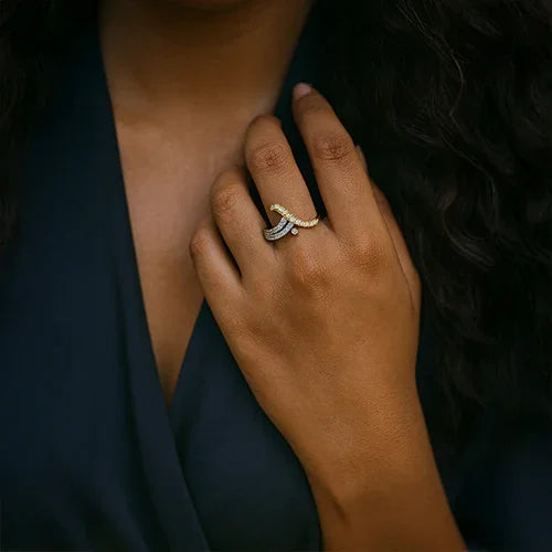 Aarohi Dual Tone CZ Ring for Women - Amalfa