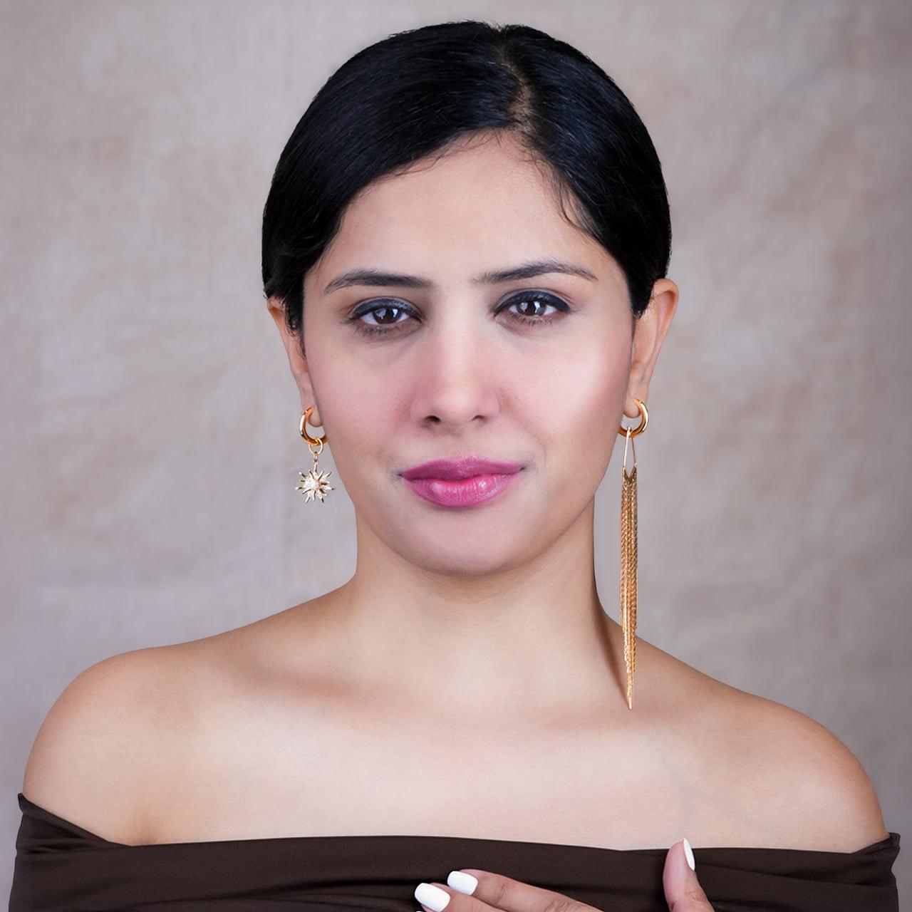 Gold Hoop Charm Earrings Set