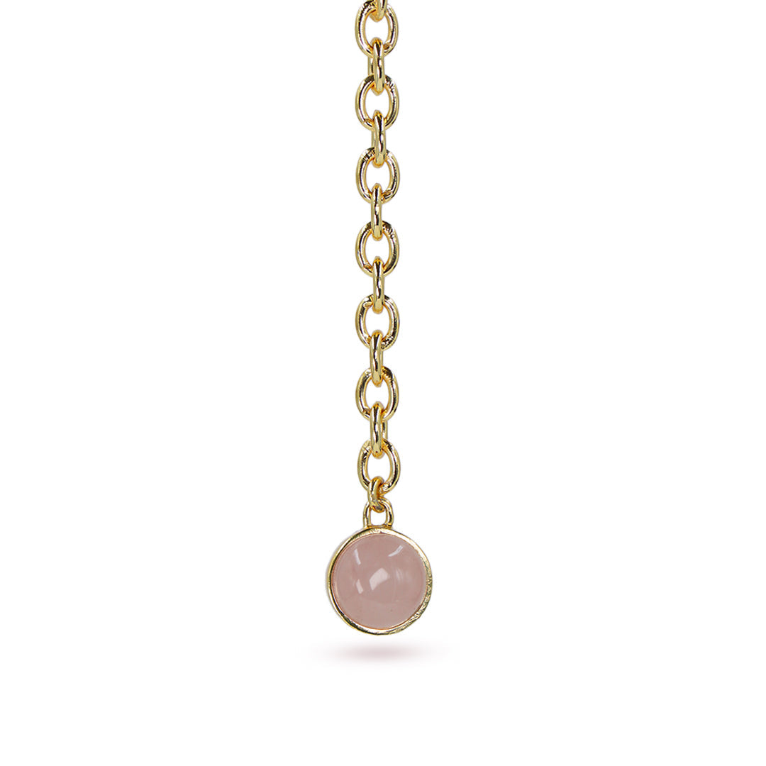 Gold chain with a pink pendant on a white background