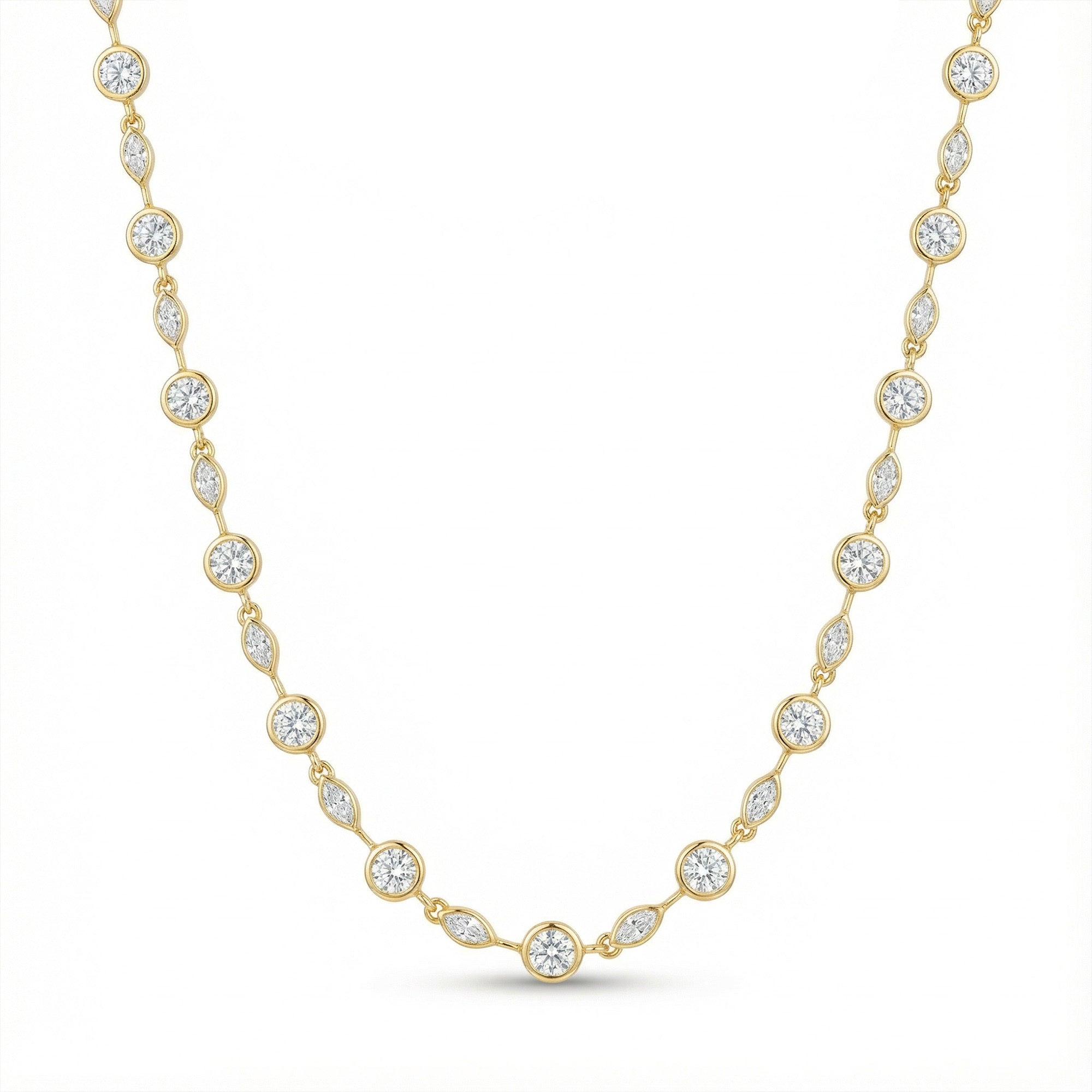 trendy gold tennis necklace for women with sparkling stones modern fashion jewelry