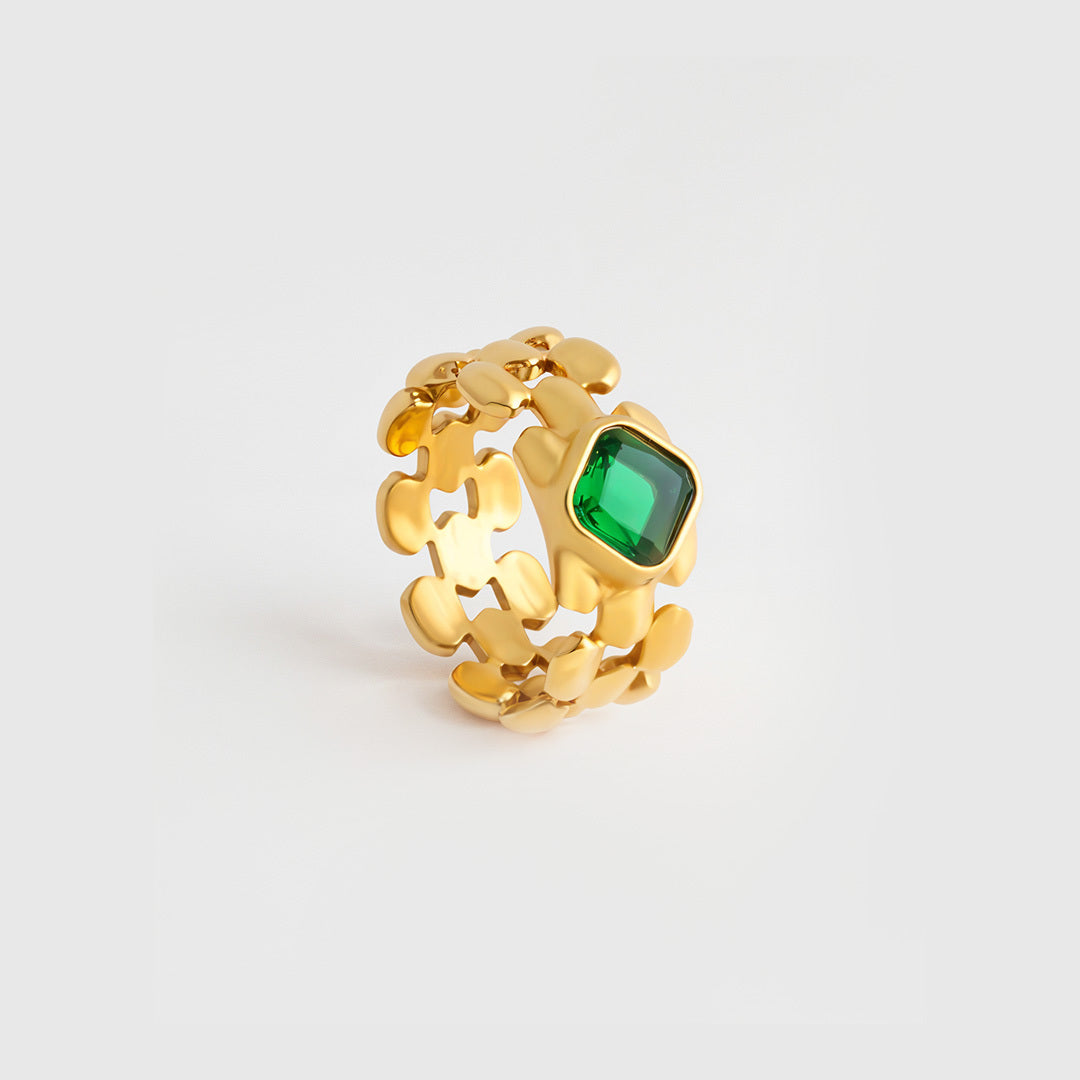 Verde Grid Gold-Plated Statement Rings