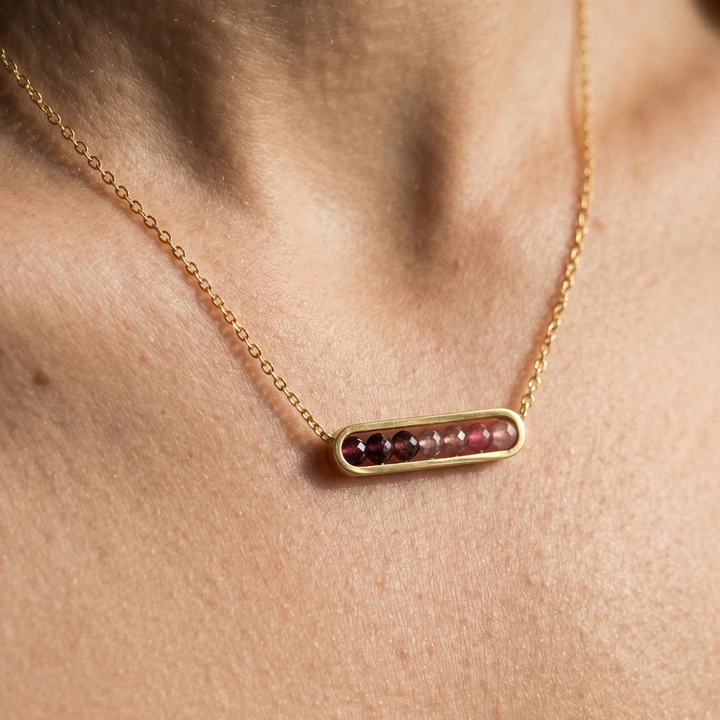Vina Gold Bead Bar Necklace For Women