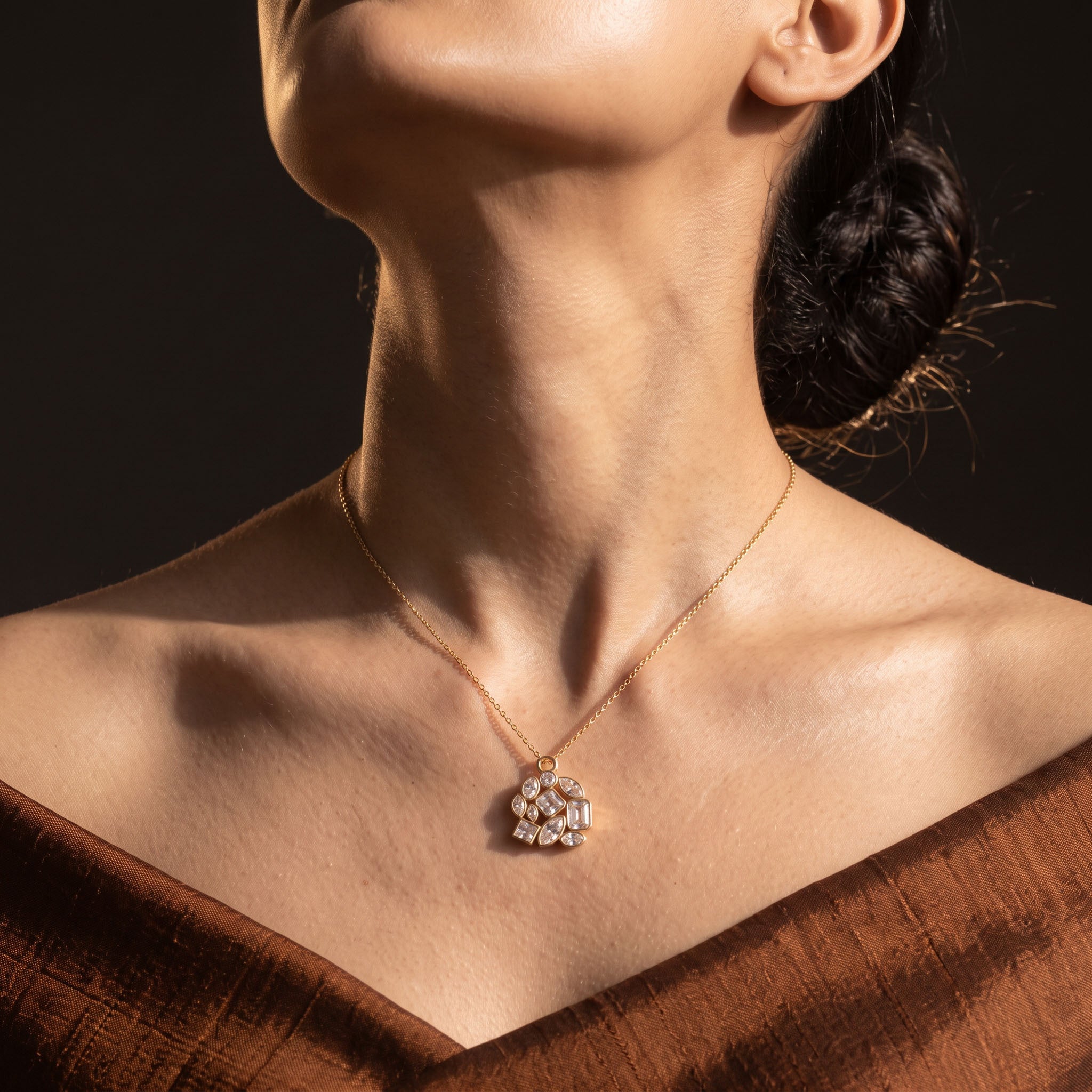 Virelle Bezel Drop Earrings Plus Pendant