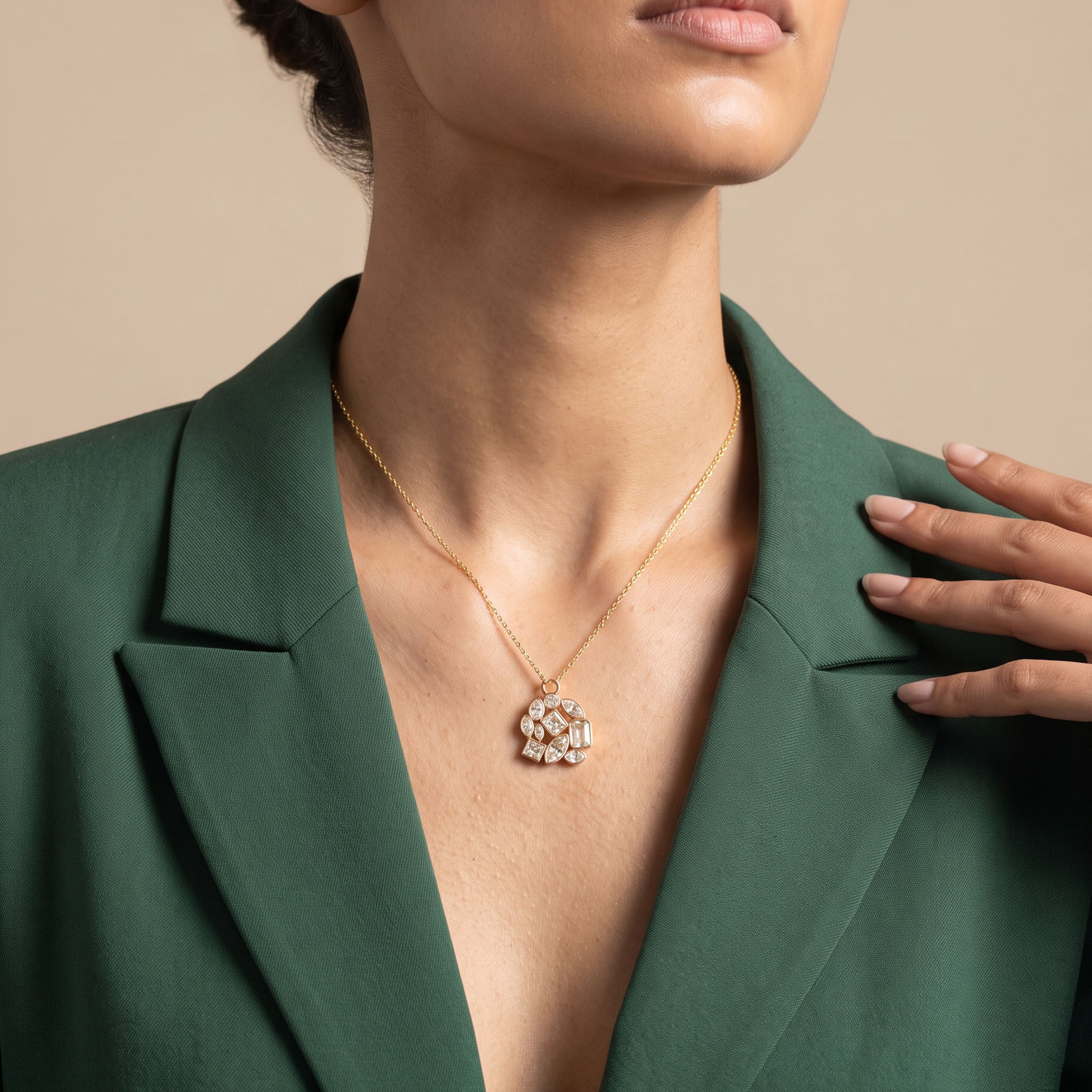 Virelle Bezel Drop Earrings Plus Pendant