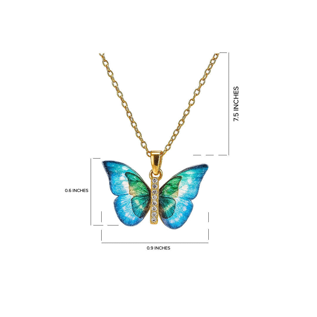 Azure Wings Gold-Plated Butterfly Pendant Necklace