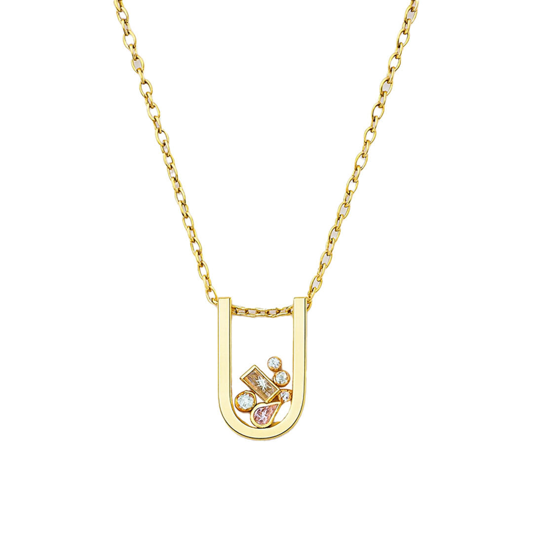 Kira Gold U-Shaped Pendant Necklace - Amalfa