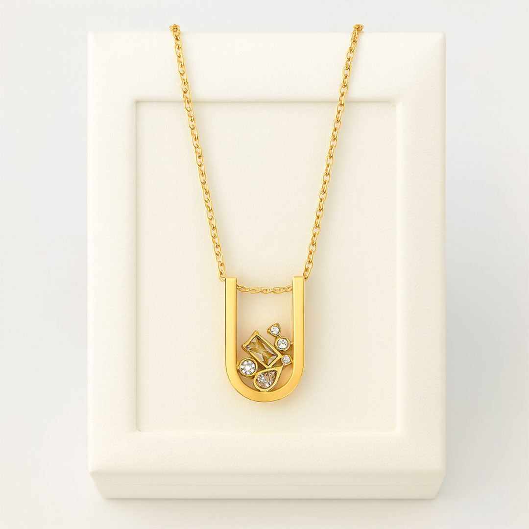 Kira Gold U-Shaped Pendant Necklace