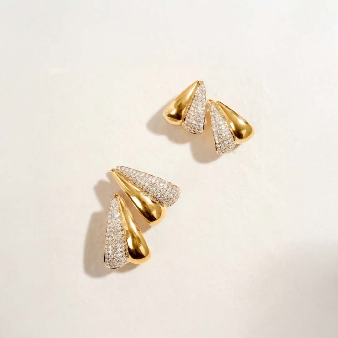 Pave Dipped Heart Earrings