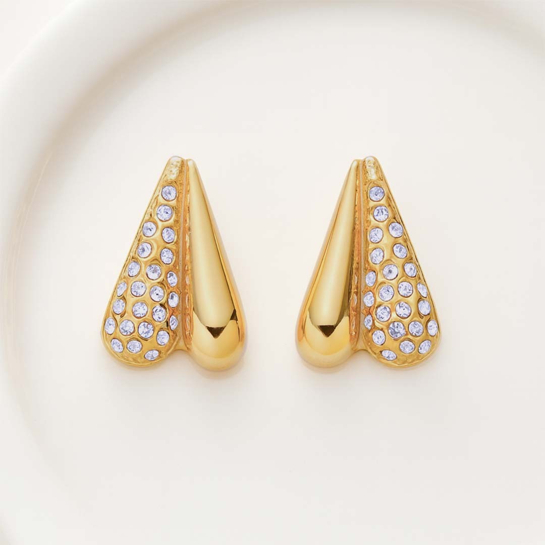 Pave Dipped Heart Earrings
