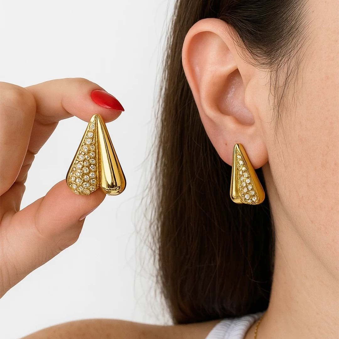 Pave Dipped Heart Earrings