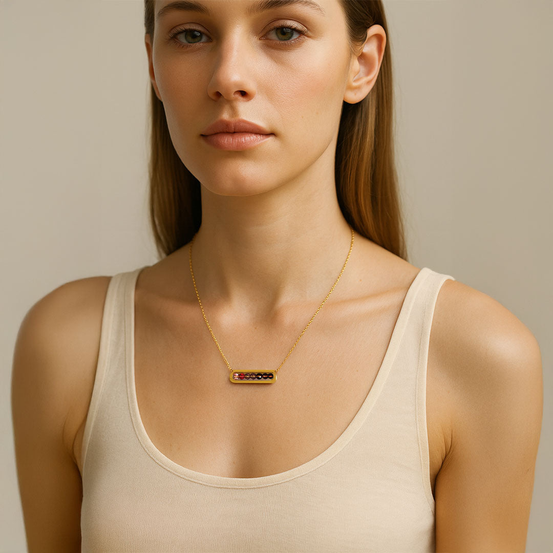 Vina Gold Bead Bar Necklace