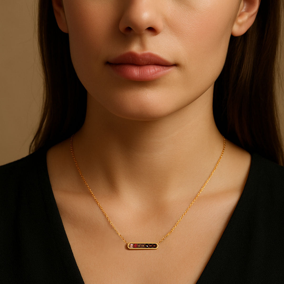 Vina Gold Bead Bar Necklace