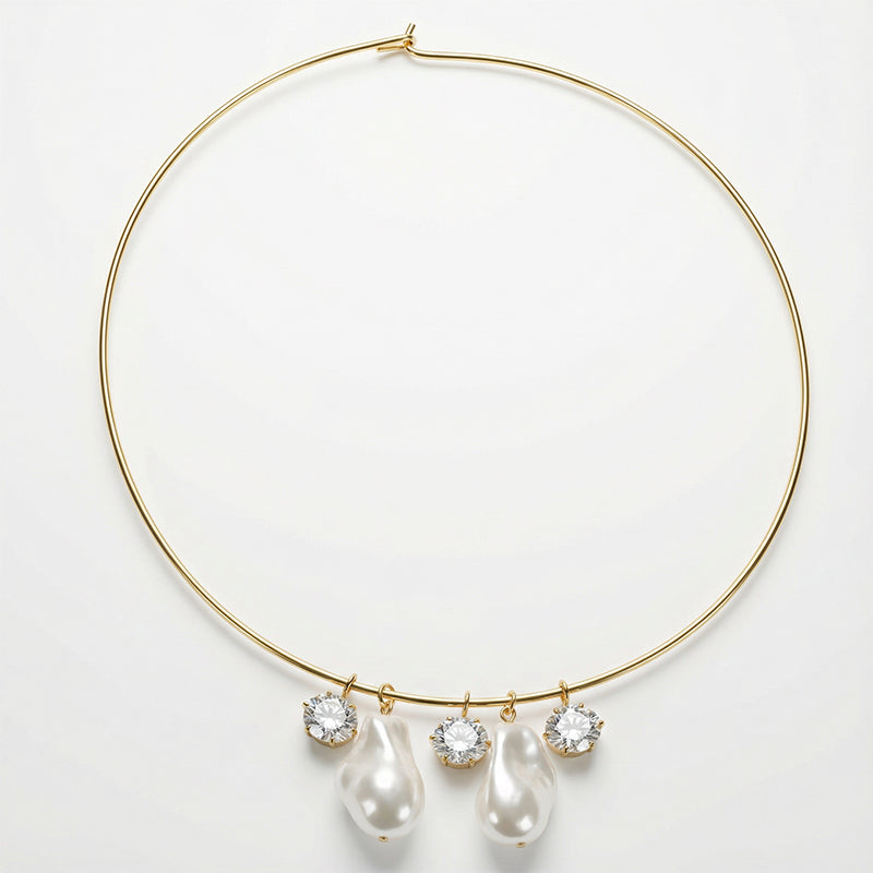 Elara 5-in-1 Pearl Crystal Charm Choker Necklace For Women