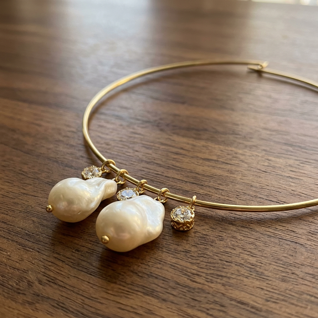 Elara 5-in-1 Pearl Crystal Charm Choker Necklace For Women